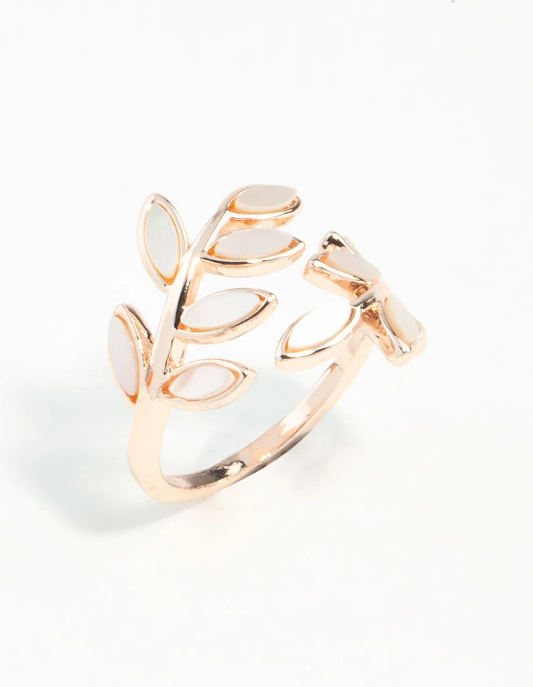 Rose Gold Pink Enamel Butterfly Ring