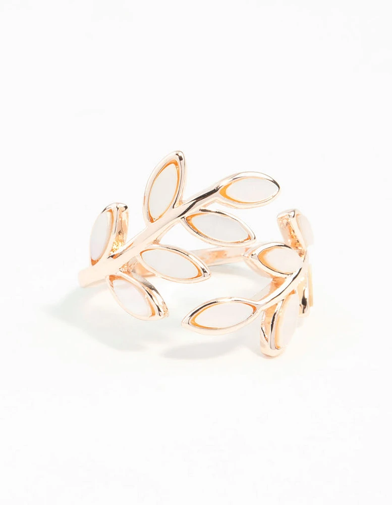 Rose Gold Pink Enamel Butterfly Ring