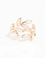 Rose Gold Pink Enamel Butterfly Ring