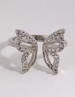 Rhodium Cubic Zirconia Butterfly Ring