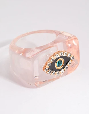 Pink Evil Eye Plastic Ring