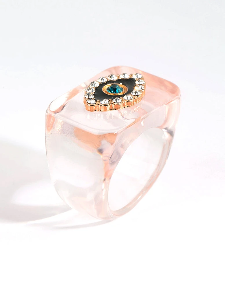 Pink Evil Eye Plastic Ring