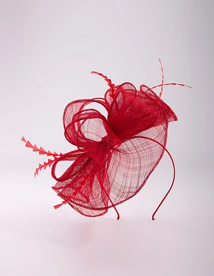 Triangular Red Feather Fascinator