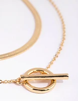 Gold Plated Snake & Fob Necklace Pack