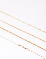 Gold Beaded Bracelet & Anklet 4-Pack