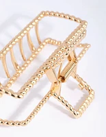 Gold Rectangular Textured Twist Claw Clip