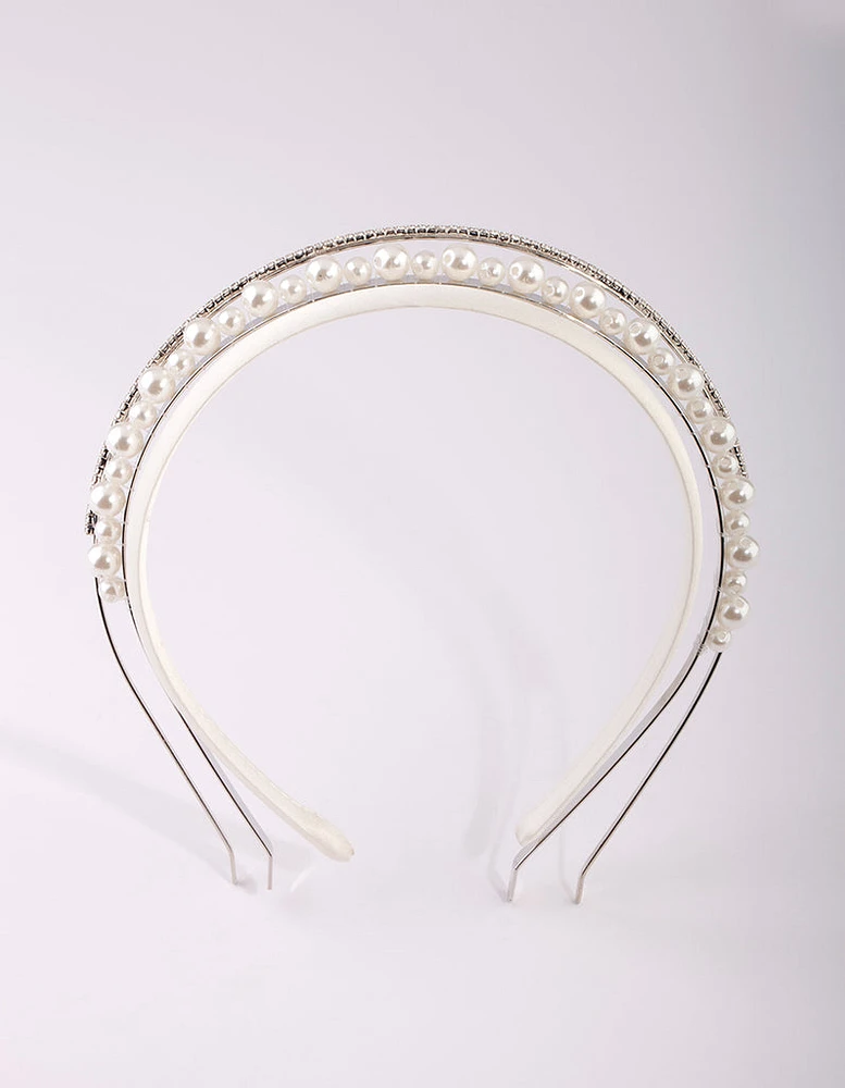 Silver Diamond & Pearl Alice Band