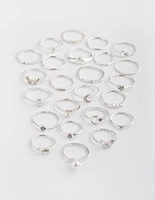 Silver Diamante Butterfly Ring Stack 24-Pack