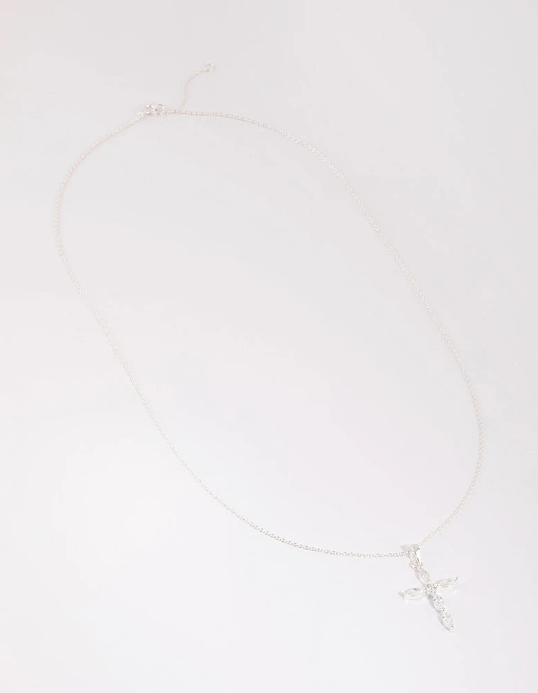 Sterling Silver Cubic Zirconia Cross Necklace