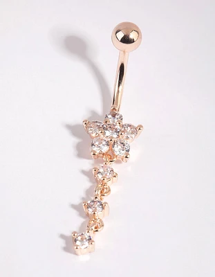 Rose Gold Surgical Steel Flower Belly Bar