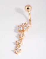 Gold Surgical Steel Flower Belly Bar