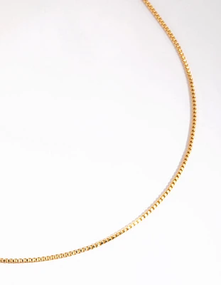 Gold Plated Short Box Chain Necklace