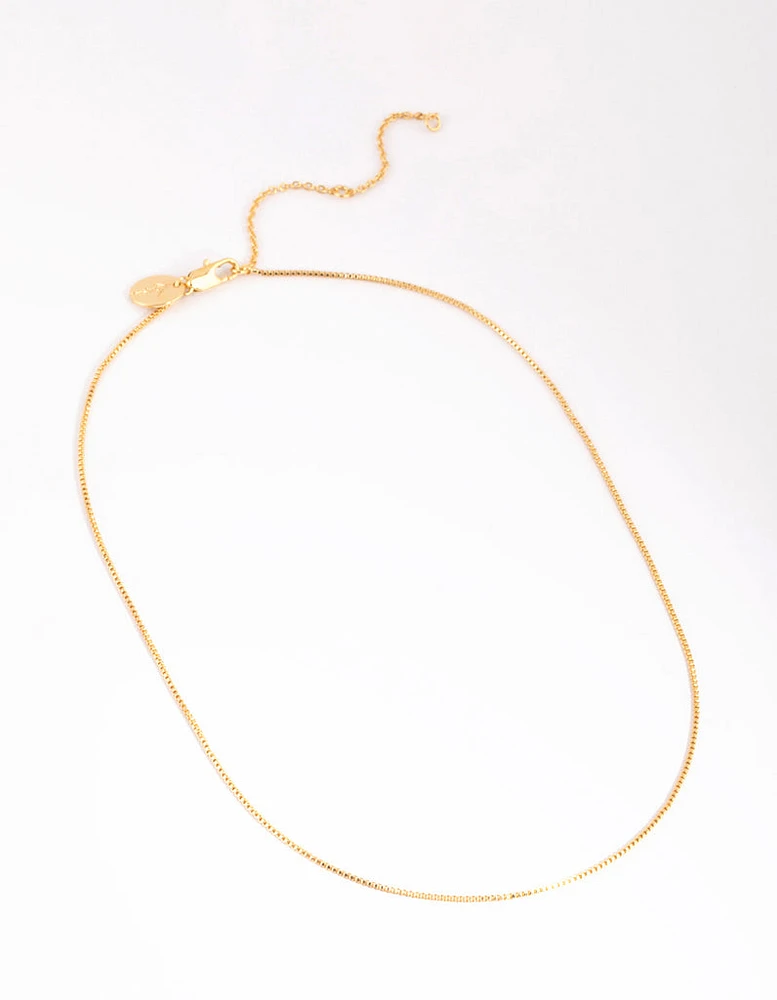 Gold Plated Short Box Chain Necklace