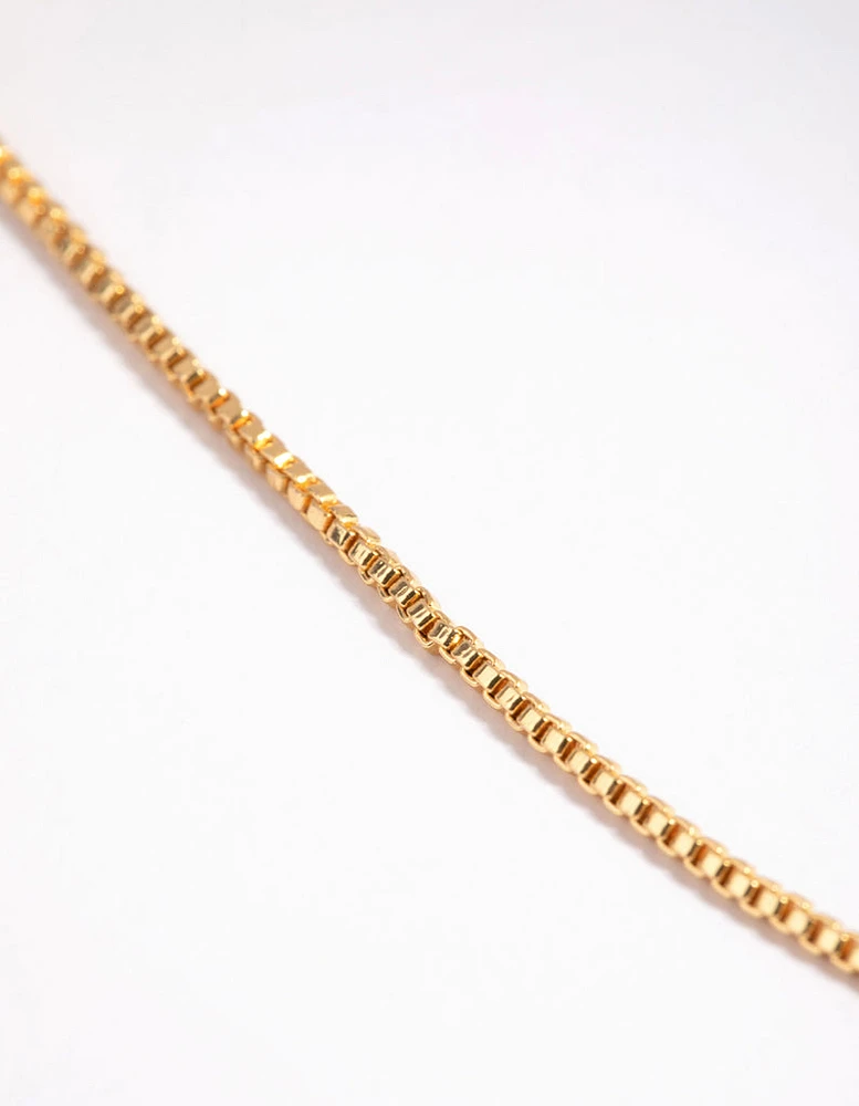 Gold Plated Short Box Chain Necklace