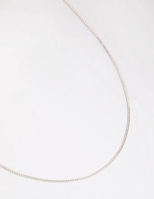 Silver Plated Long Box Chain Necklace