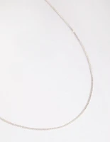 Silver Plated Long Box Chain Necklace