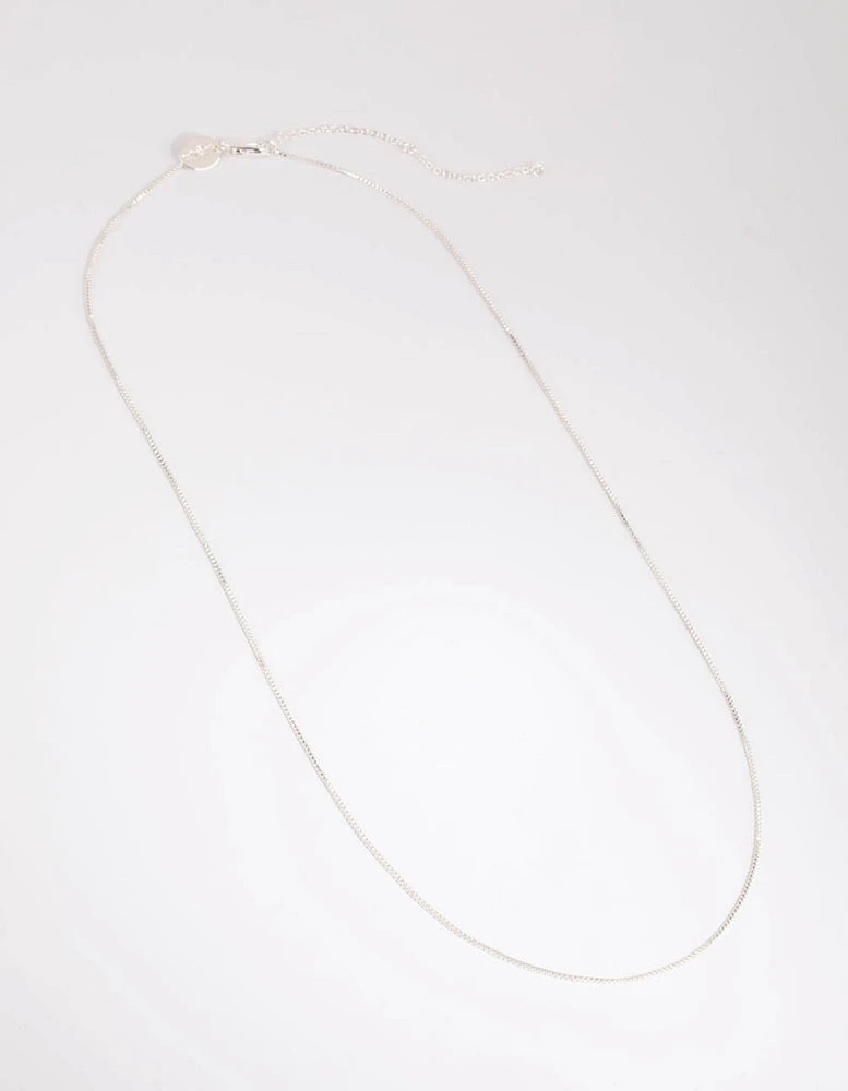 Silver Plated Long Box Chain Necklace