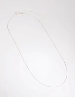 Silver Plated Long Box Chain Necklace