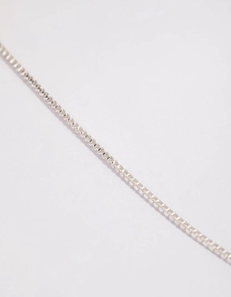 Silver Plated Long Box Chain Necklace