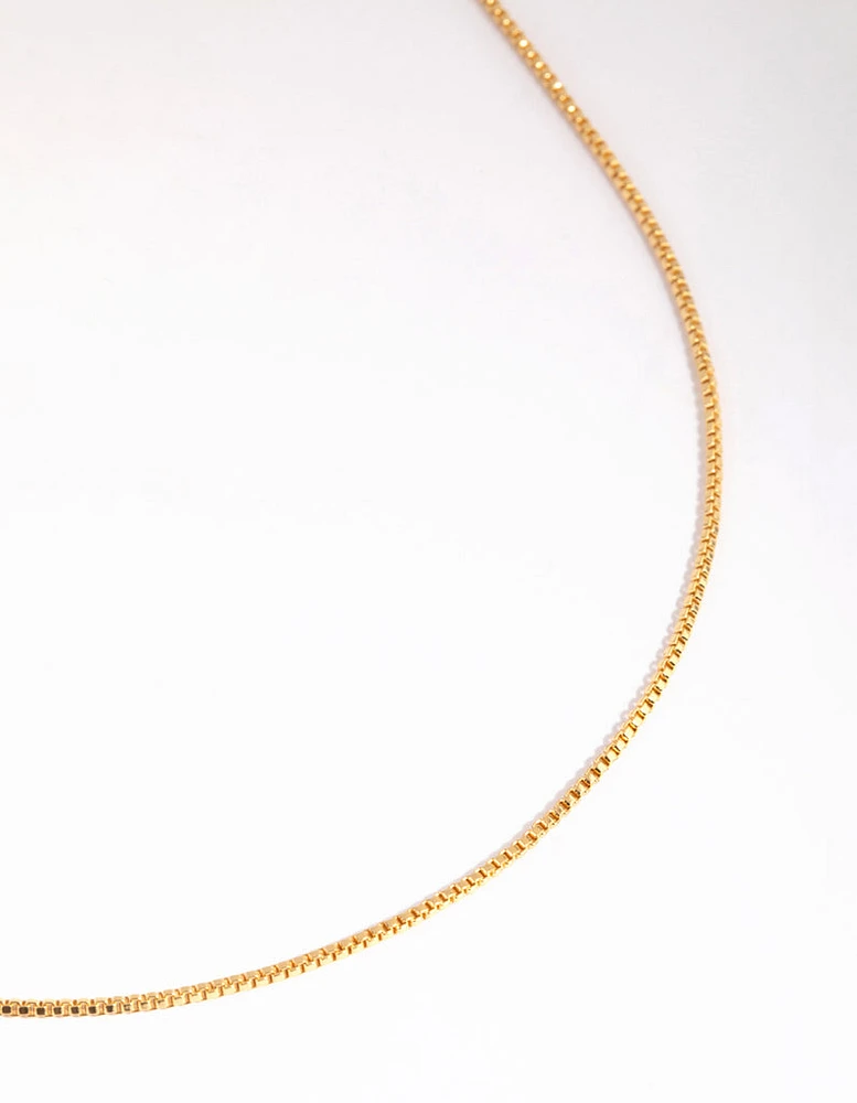 Gold Plated Long Box Chain Necklace