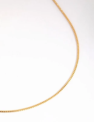 Gold Plated Long Box Chain Necklace