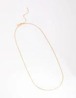 Gold Plated Long Box Chain Necklace