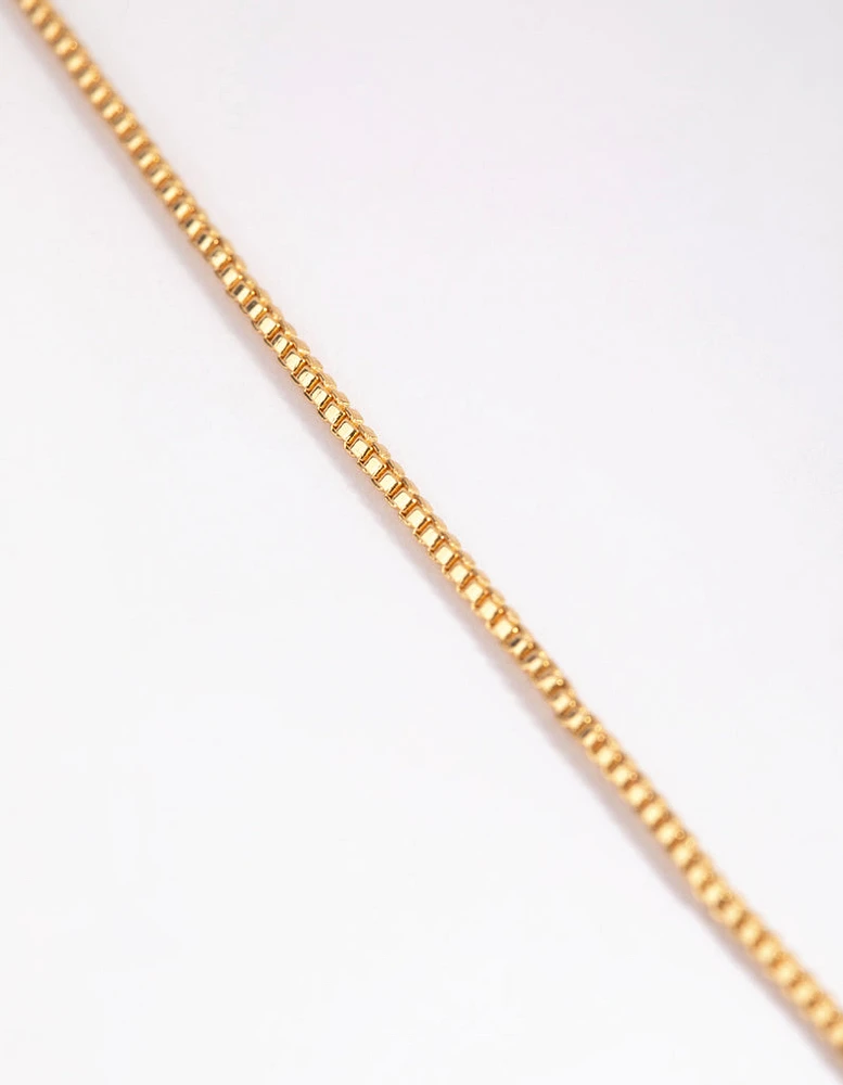 Gold Plated Long Box Chain Necklace