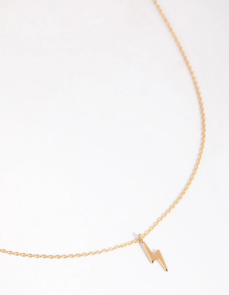 Gold Plated Sterling Silver Lightning Bolt Necklace