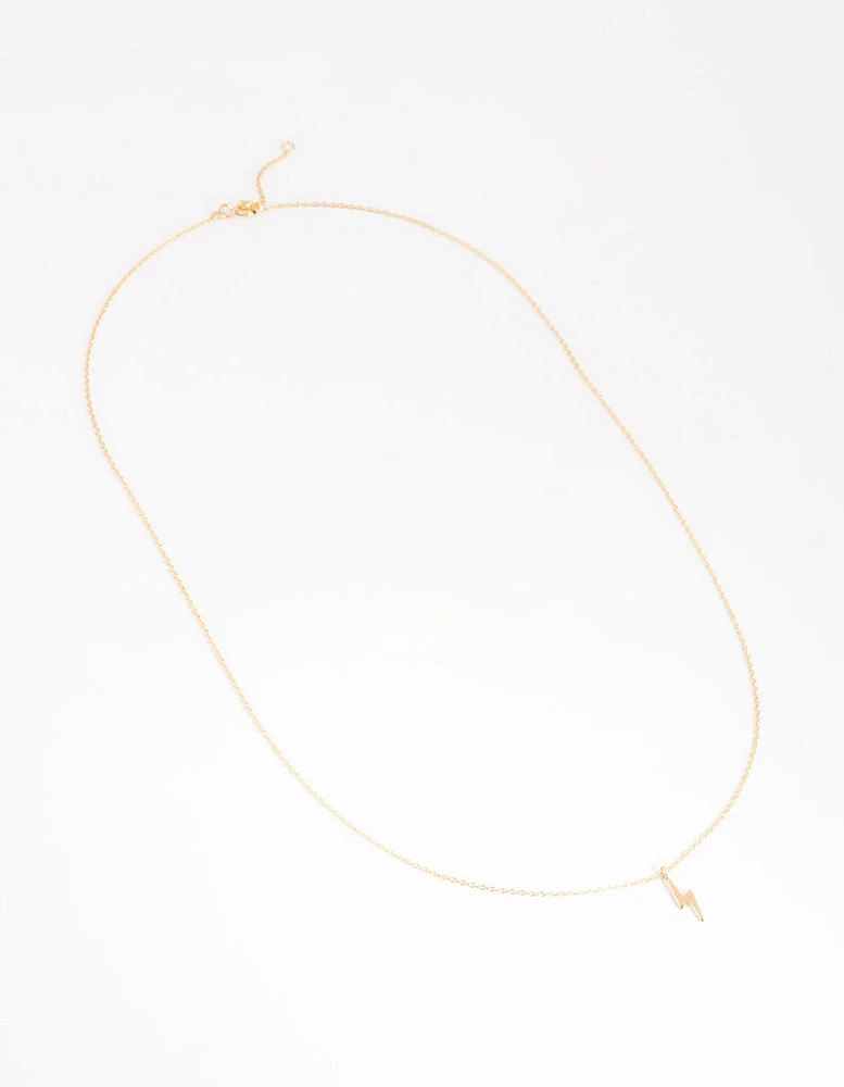 Gold Plated Sterling Silver Lightning Bolt Necklace