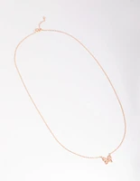 Rose Gold Plated Sterling Silver Butterfly Necklace