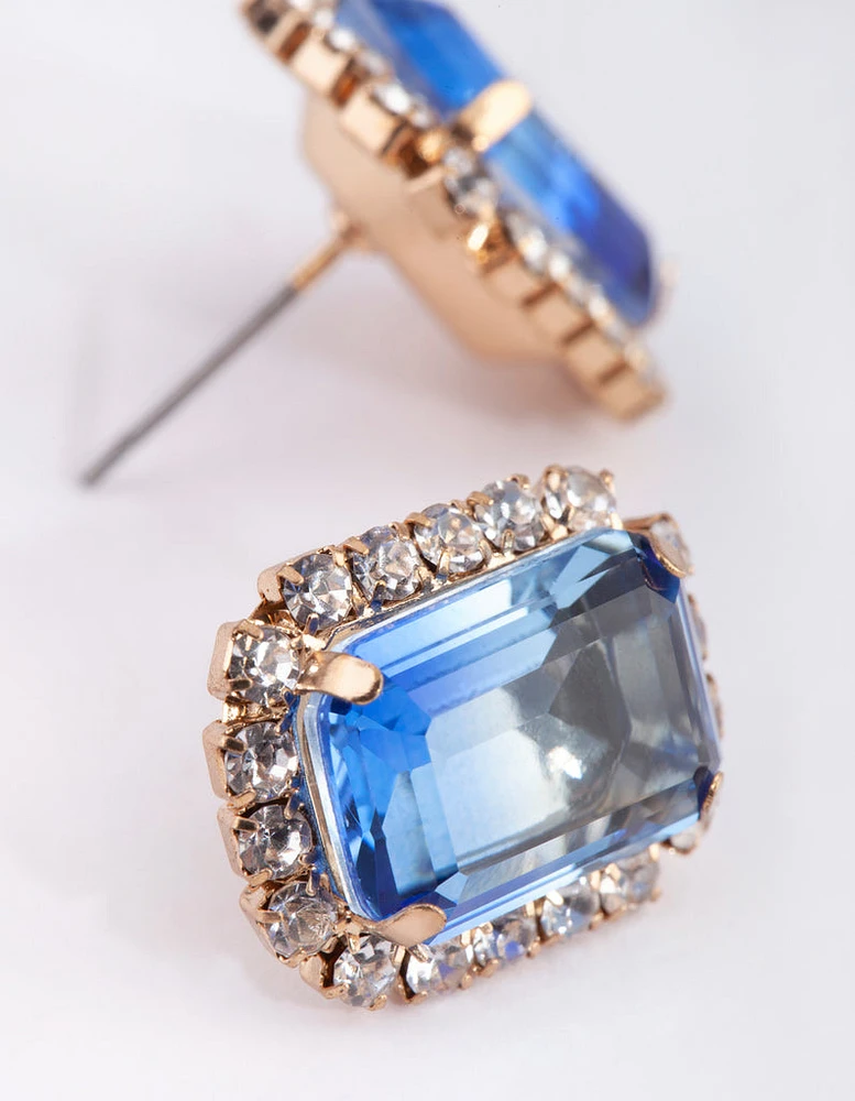 Blue Stone Stud Earrings