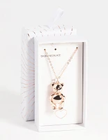 Rose Gold Teddy Bear Necklace