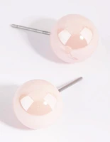 Matte Pink Ball Stud Earrings