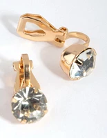 Gold Statement Diamante Clip On Earrings