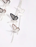 Silver Butterfly Drop Earrings