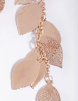 Rose Gold Glitter Leaf Cluster Earrings