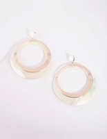 Gold Two Tone Shell Drop Earrings