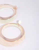 Gold Two Tone Shell Drop Earrings