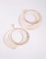 Gold Two Tone Shell Drop Earrings