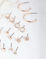 Rose Gold Star & Triangle Stud & Drop Earring 12-Pack