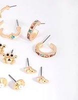 Gold Under the Sea Stud Earring 8-Pack