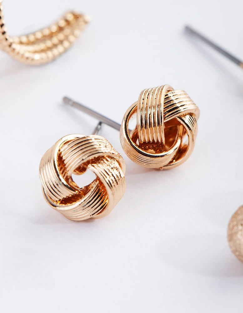 Gold Classic Stud & Huggie Earring 8-Pack