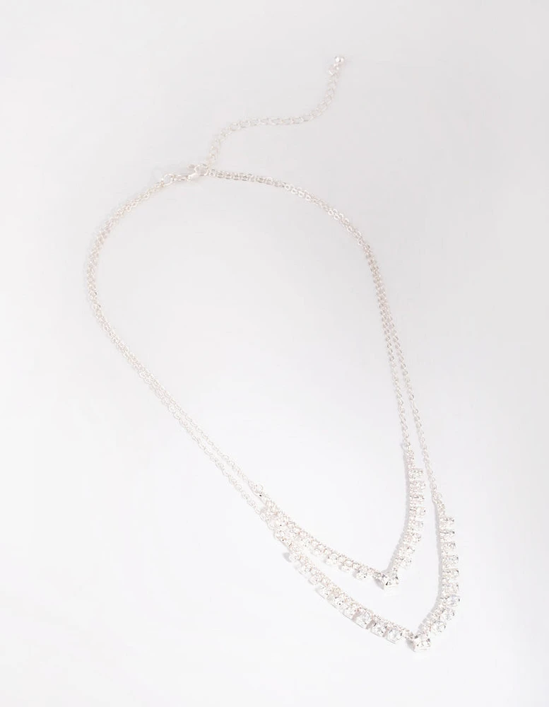 Silver Cubic Zirconia Point Necklace