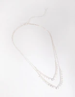 Silver Cubic Zirconia Point Necklace