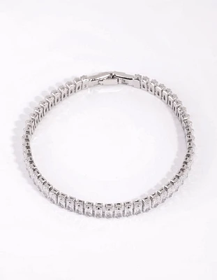 Silver Cubic Zirconia Baguette Tennis Bracelet