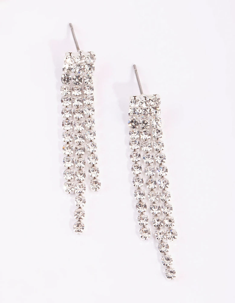 Silver Diamante Tassel Necklace & Earrings Set