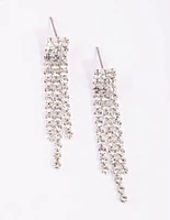 Silver Diamante Tassel Necklace & Earrings Set