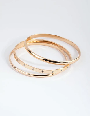 Gold Diamante Inlay Bangle Pack