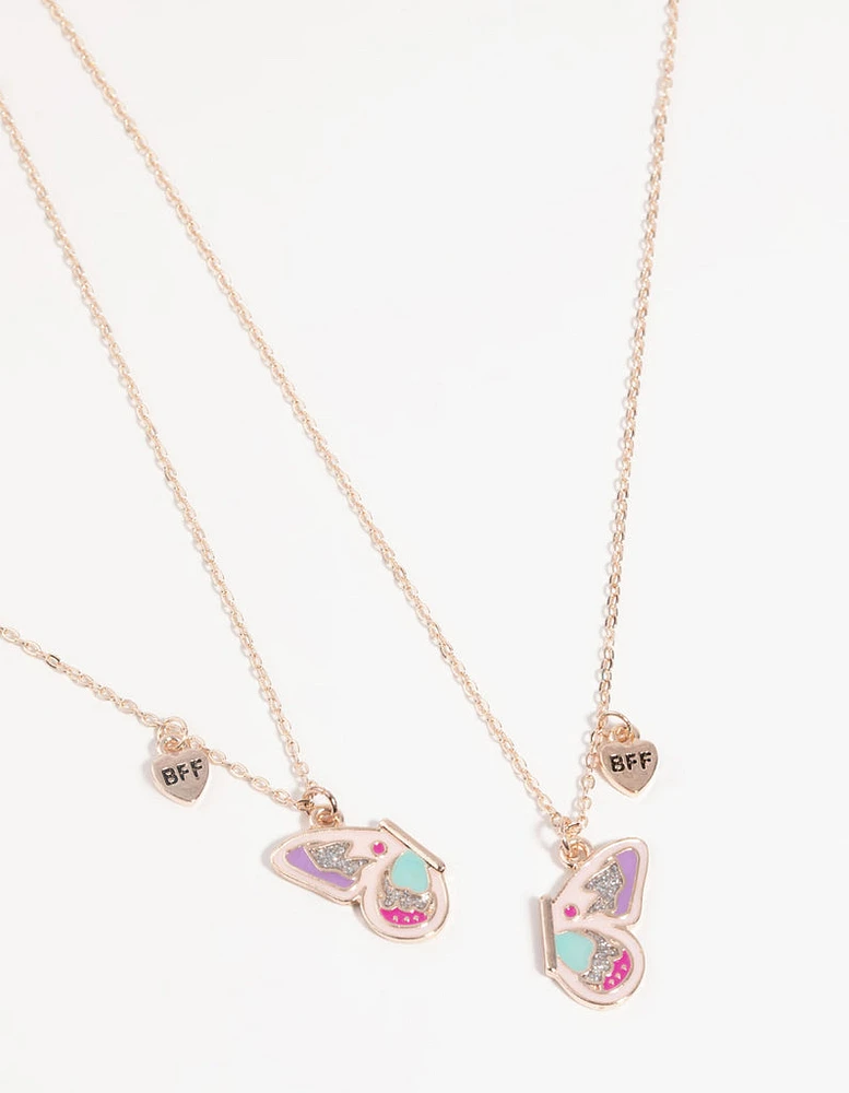 Kids Butterfly Best Friend Necklace Set