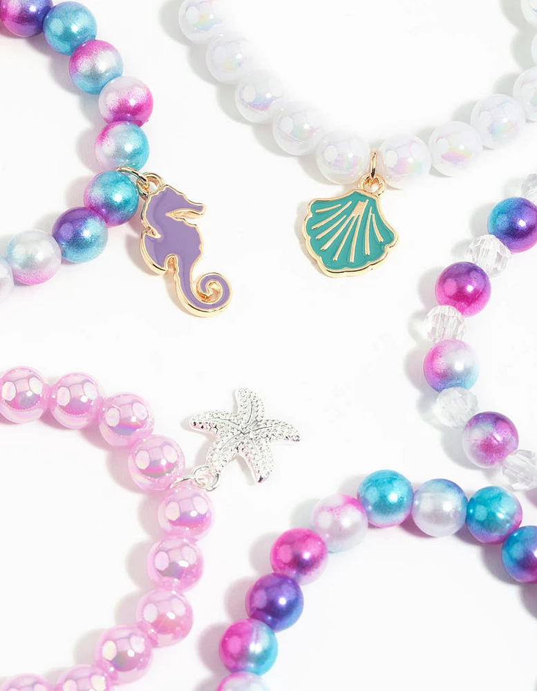 Kids Seaside Ombre Charm Stretch Bracelet 5-Pack